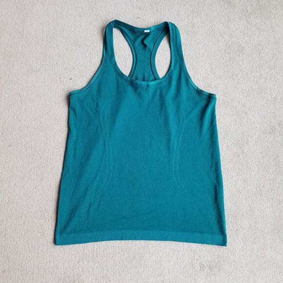 Lululemon Swiftly Speed Racerback Sheer Stripe, size 10, in emerald - Picture 4 of 7